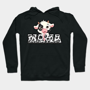 Mama Cow Cowboy Animal Pattern Farmer Cow Mother Family Kids Hoodie